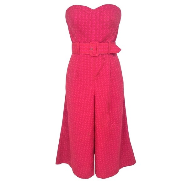 Anthropologie Pants - Anthropologie ETTITWA Pink Geometric Strapless Wide Leg Jumpsuit Size 10 - AC